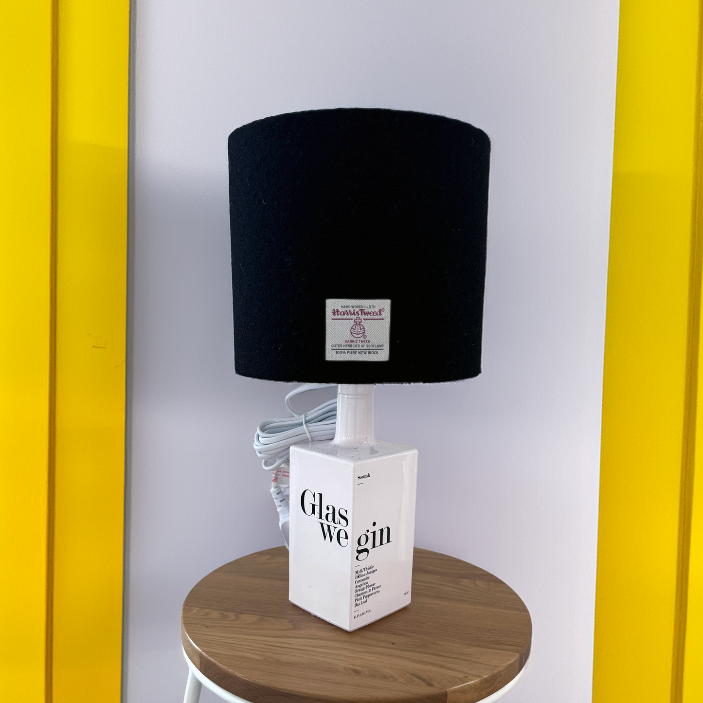 Handmade Black Tartan Harris Tweed Lampshade | Scottish Wool