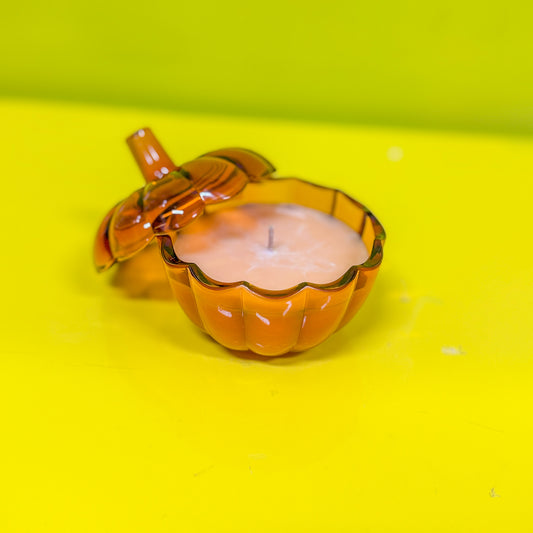 Pumpkin Spice Glass Pumpkin Candle – Hand-Poured in Scotland with Soy Wax