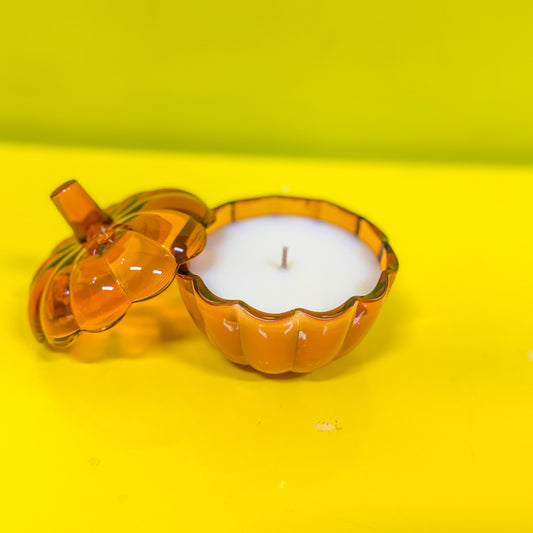 Vanilla & Cinders Glass Pumpkin Candle – Hand-Poured in Scotland with Soy Wax