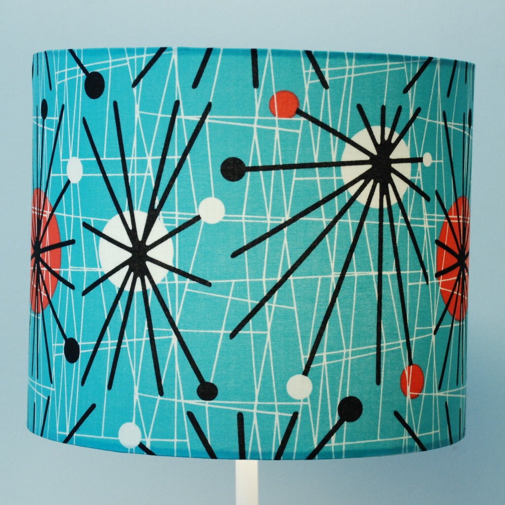 Atomic Turquoise Fabric Lampshade - Braw Wee Emporium Braw Wee Emporium