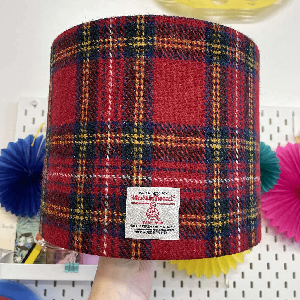 Red Tartan Harris Tweed Lampshade - Drum Lampshade Braw Wee Emporium