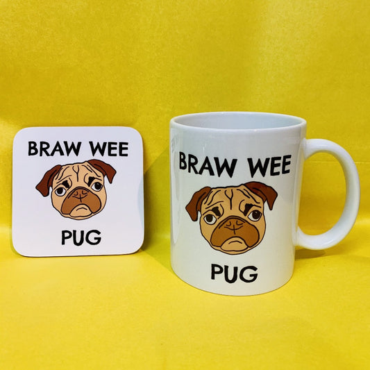 Braw Wee Pug Coaster - Braw Wee Emporium Braw Wee Emporium