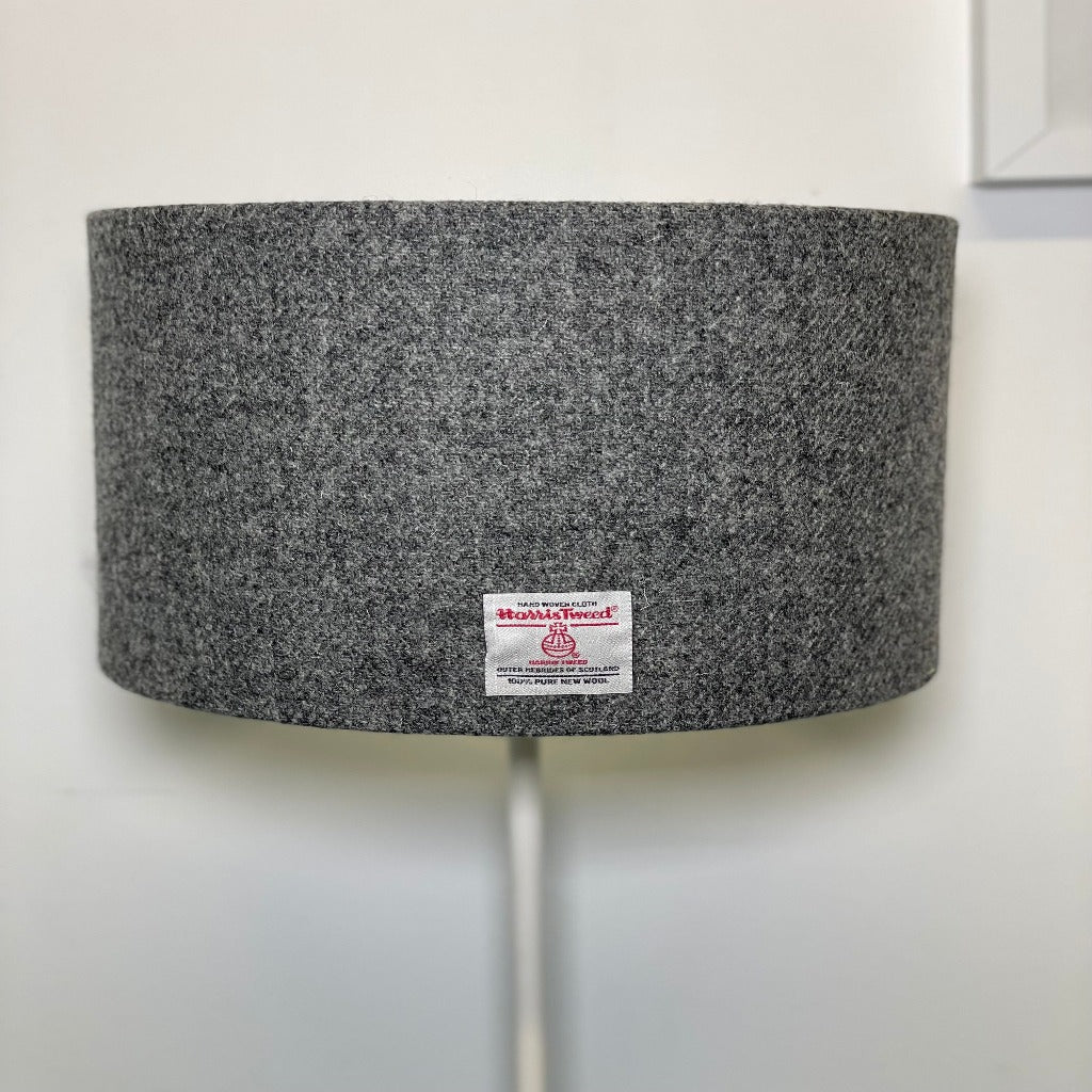 Grey Harris Tweed Lampshade - Drum Lampshade Braw Wee Emporium