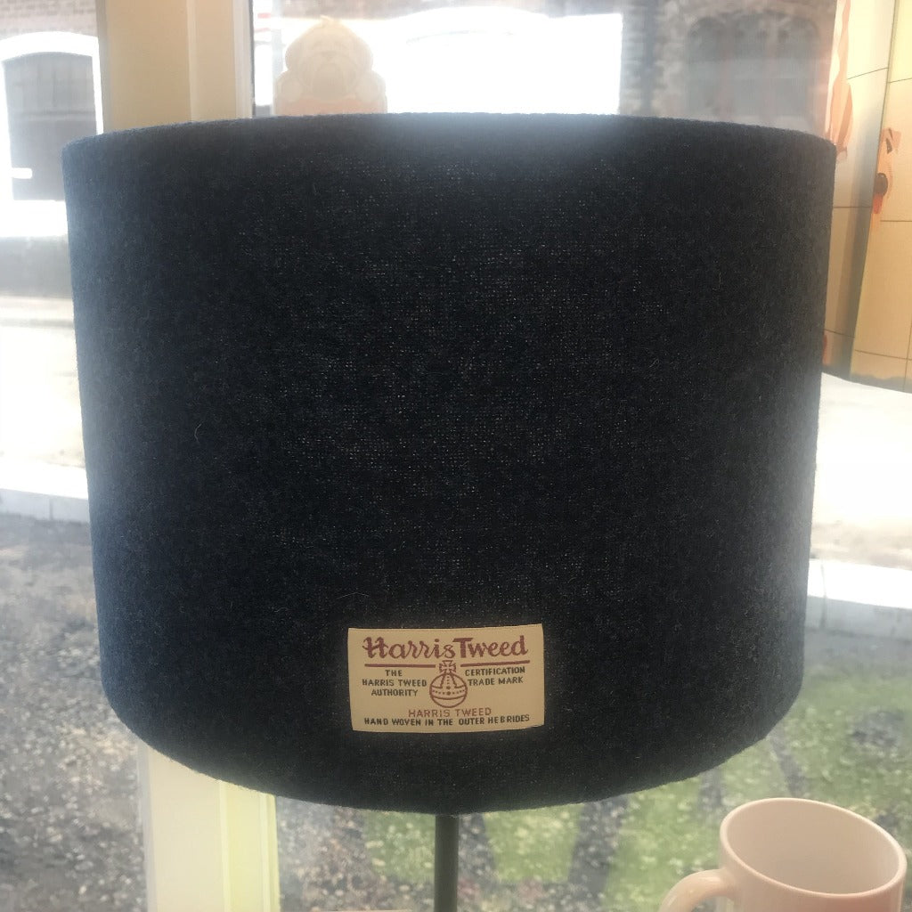Navy Harris Tweed Lampshade - Drum Lampshade Braw Wee Emporium