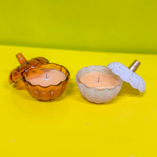 Spiced Orange Glass Pumpkin Candle – Hand-Poured in Scotland with Soy Wax