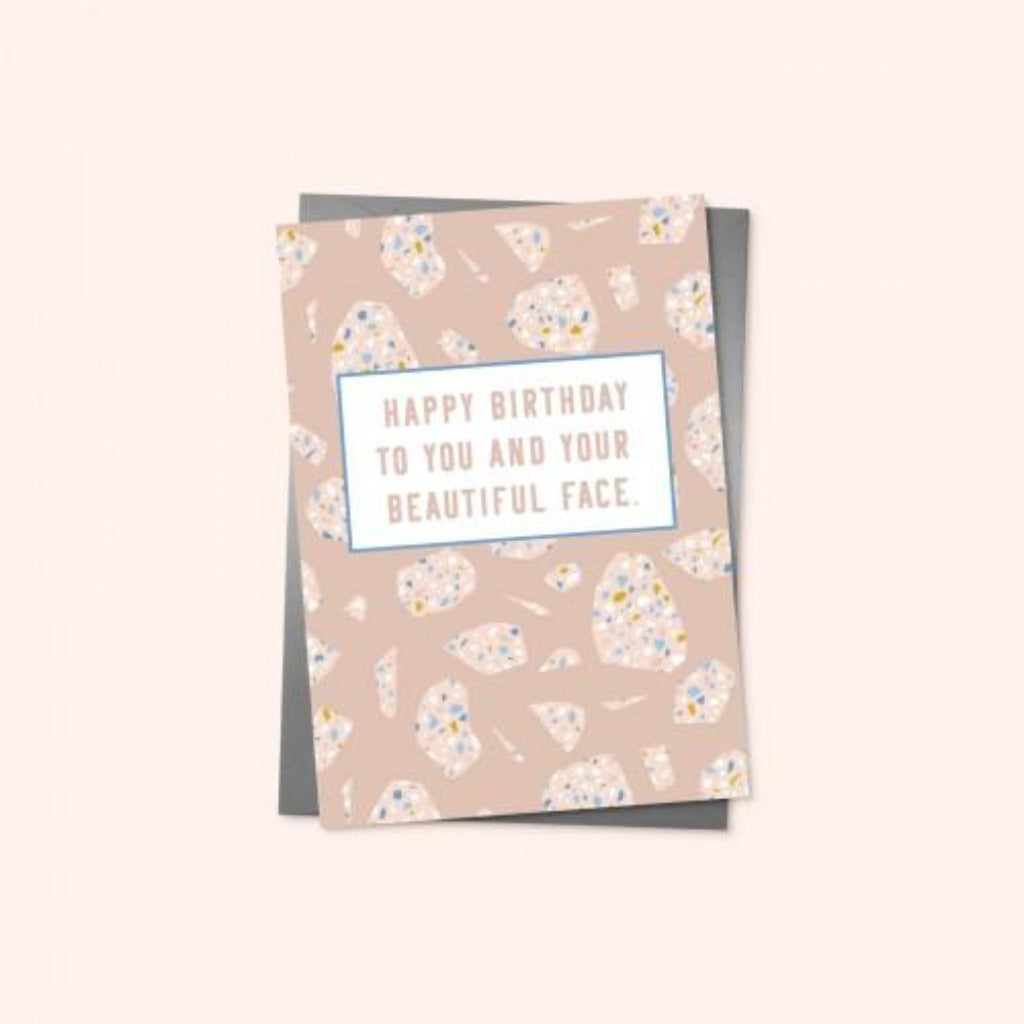 Happy Birthday, Beautiful Face Card - Terrazzo Braw Wee Emporium